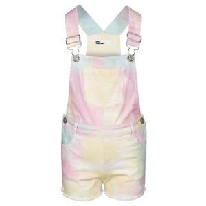 Girls Rainbow Tie Dye Swirl Colorful Shortalls Overall Shorts Size 6x